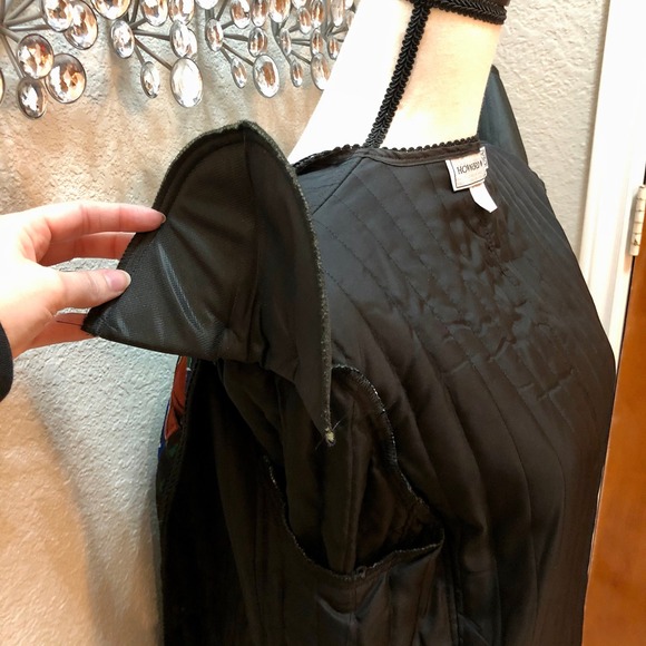 Howard‎ Wolf Jacket Women's 6 Black Green Colorful Bold Abstract Silky VNTG 80s - Picture 10 of 11